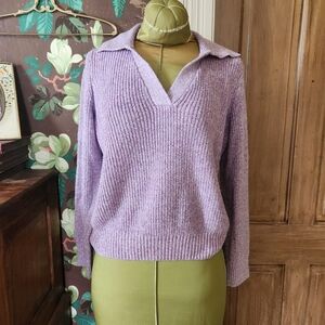 TIME & TRU Springy Lavender V-Neck Women's Sweater
